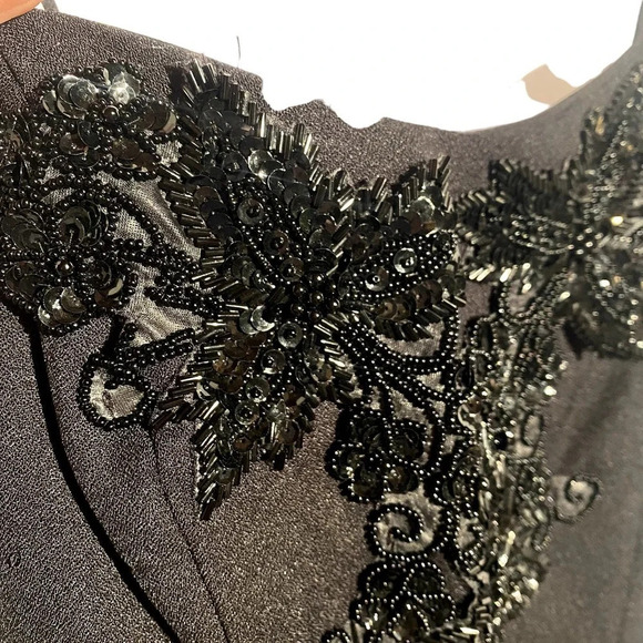 Vintage Alex Evenings Black Beaded Made In U.S.A Cocktail Knee Length Dress - Picture 4 of 13